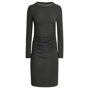 Donna Karan Sheath Dress Ruched LBD Stretch Long Sleeve